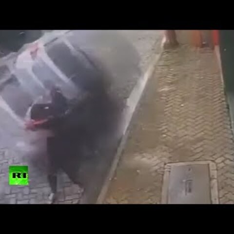 Incredible rescue: Man saves girlfriend seconds before car rams into them