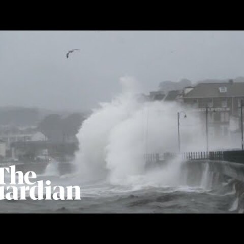 Storm Callum: high tide batters promenade in Penzance
