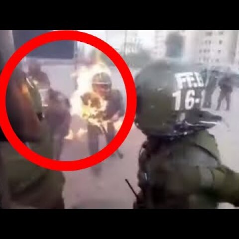 DISTURBING: Chilean officers set on fire with Molotov cocktails