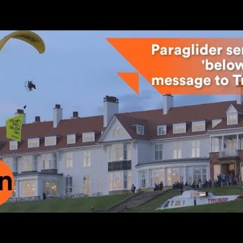 Paraglider sends a 'below par' message to Trump