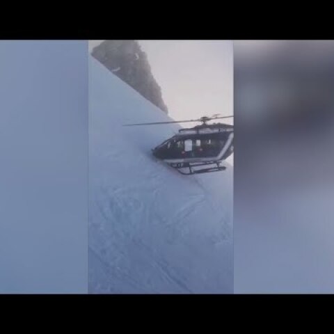 Dramatic helicopter rescue: Pilot flies within inches of mountainside to rescue French skier