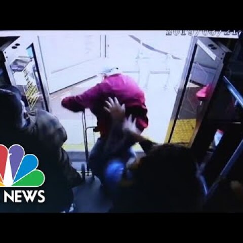 Video Shows Moment Woman Pushes Elderly Man Off Las Vegas Bus | NBC News