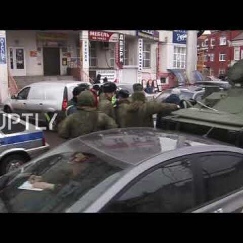 Russia: Cars get sandwiched between two armoured personal carriers in Kursk