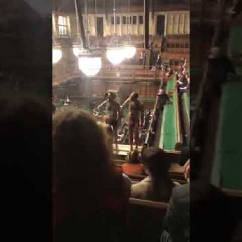 Protestors strip naked in the House of Commons during Brexit debate