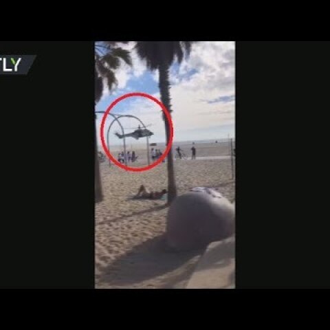 RAW: Helicopter lands by pier after California bomb scare