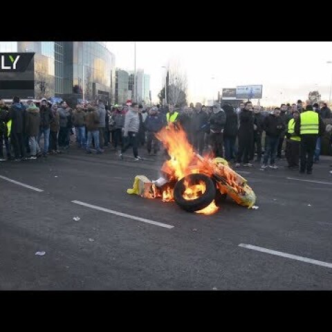 Taxi-drivers’ protest in Madrid turns violent, number of demonstrators arrested