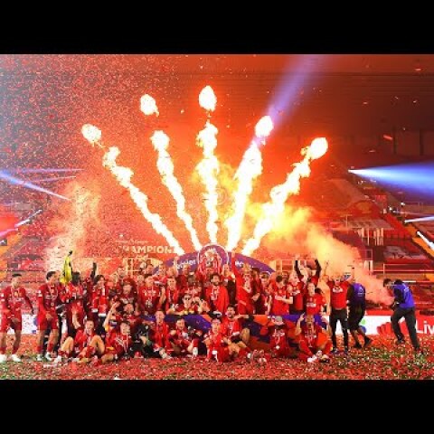 CHAMPIONS! Liverpool's Premier League trophy lift