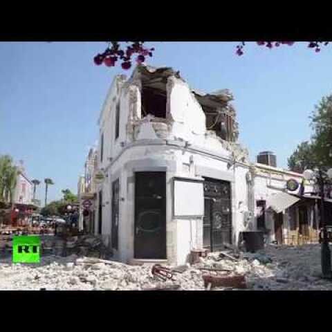 Drone shows earthquake damage on island of Kos