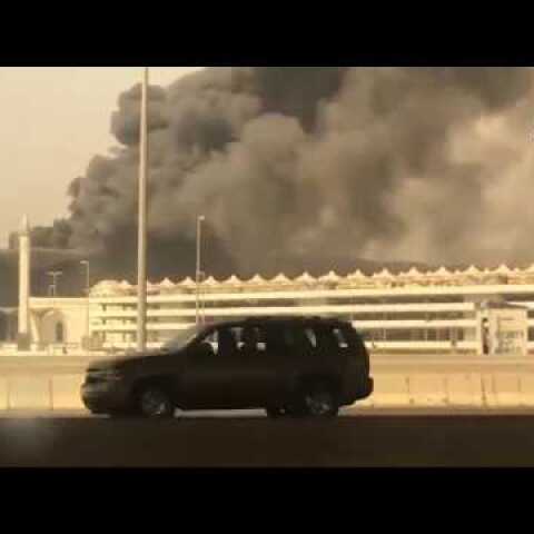 اندلاع حريق في محطة قطار الحرمين بجدة #السعودية