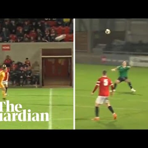 'Oh my god': Bizarre moment player scores header from own half