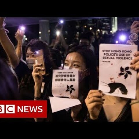 Hong Kong park lights up in sex abuse protest - BBC News