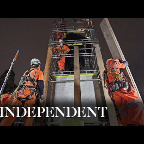 Winston Churchill statue and Cenotaph covered up for protection from London protests