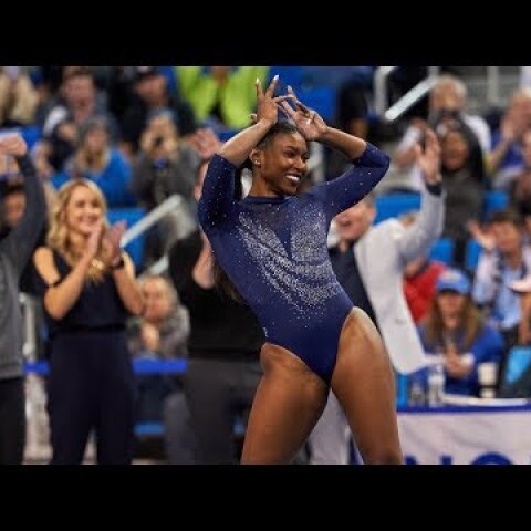 UCLA gymnast Nia Dennis' incredible floor exercise shows off her power and energy