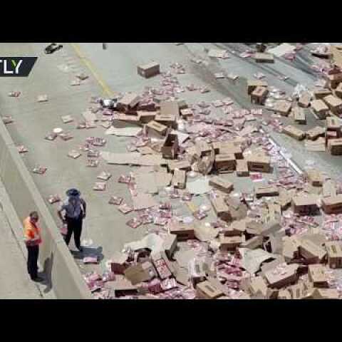 Pizza spillage: US road blocked after 18-wheel truck sliced opened