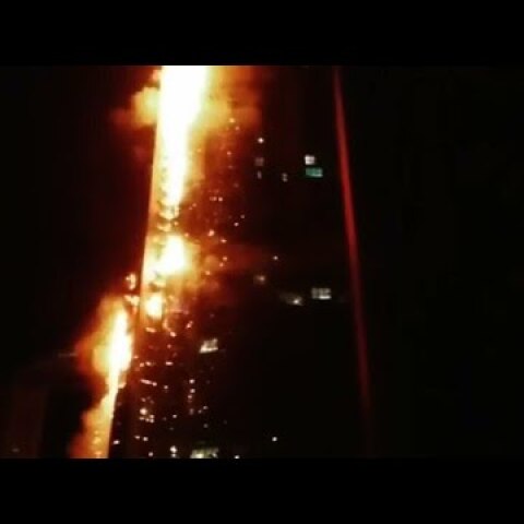 Dubai's Torch Tower skyscraper on fire