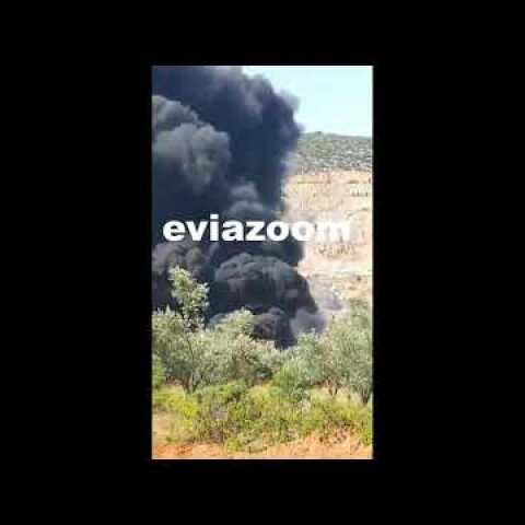 EviaZoom.gr - Βαθύ Αυλίδας: Μεγάλη φωτιά στην επιχείρηση «Γλύκας ΣΚΡΑΠ»