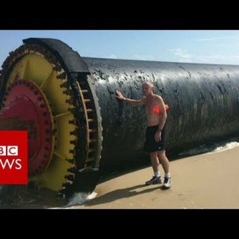 Giant pipes wash up on beaches - BBC News