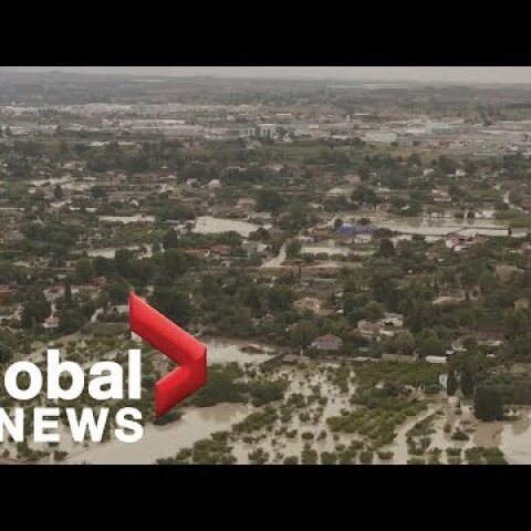 Aerial video shows extent of flooding in Spain