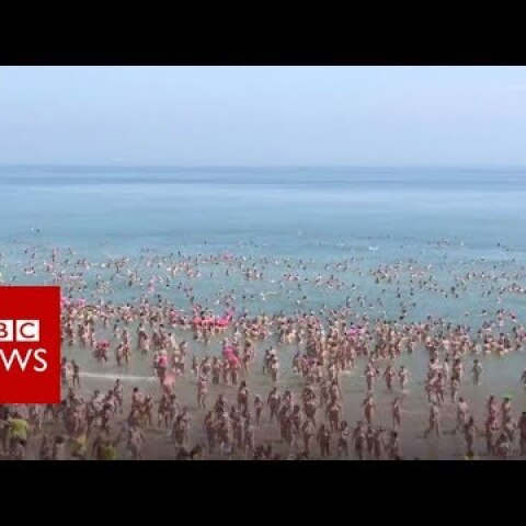 World record set for largest skinny dip - BBC News