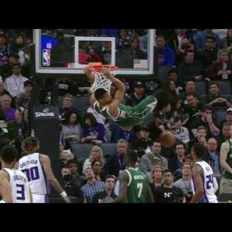 Antetokounmpo Brings The Energy With A Jam And A Block At The Rim | March 22, 2017