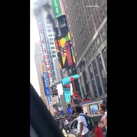 Times Square Billboard On Fire