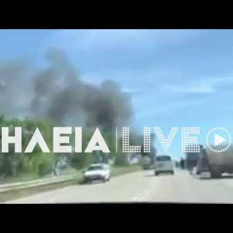 ilialive.gr - Στις φλόγες νταλίκα στην Πατρών - Πύργου