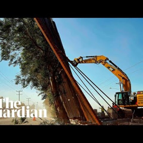 Trump wall between US and Mexico blows over