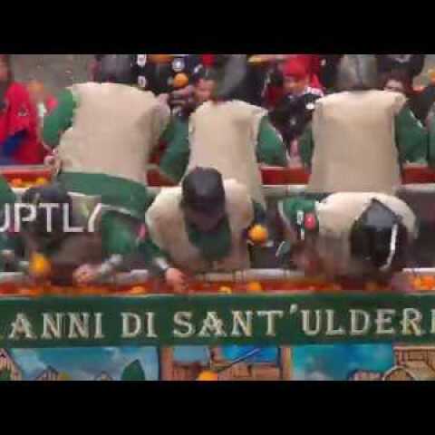 Orange squashed! Fruit flies at massive 'Battle of the Oranges'