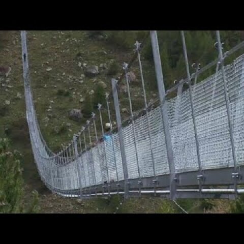 'World's longest' pedestrian suspension bridge opens in Switzerland