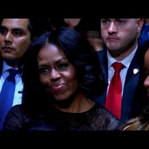President Obama tears up praising Michelle's grit, grace and style