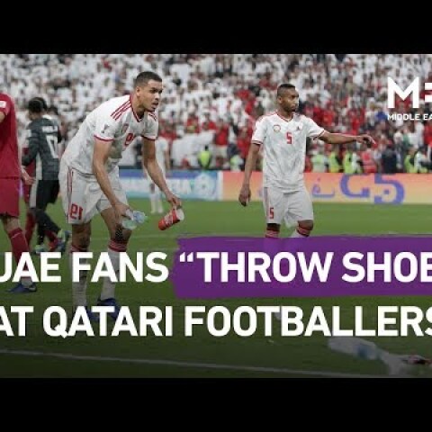 UAE football fans throw shoes at Qatari football players
