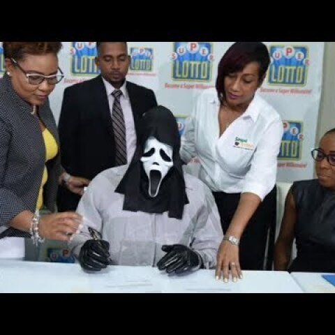 Lottery winner claims prize in Scream mask to hide identity