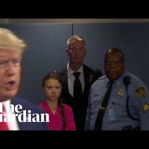 Greta Thunberg stares down Donald Trump as he arrives for UN climate summit