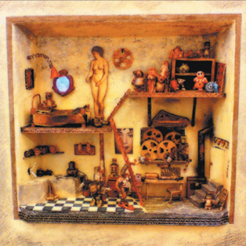 Tο σπίτι μας σε ένα κουτί. Έργο του Λάζαρου Ζήκου.