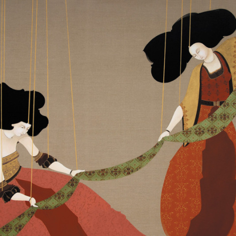 Hayv Kahraman, «Διπλώνοντας μεγάλο σεντόνι», Courtesy Hanan Sayed Worrell, Abu Dhabi, UAE