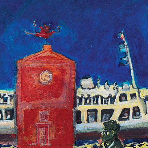 Τάσος Μαντζαβίνος, Το Ρολόι II, Λάδι σε Χαρτί, 2018