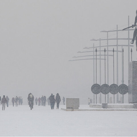 Χιόνια στην παραλία της Θεσσαλονίκης