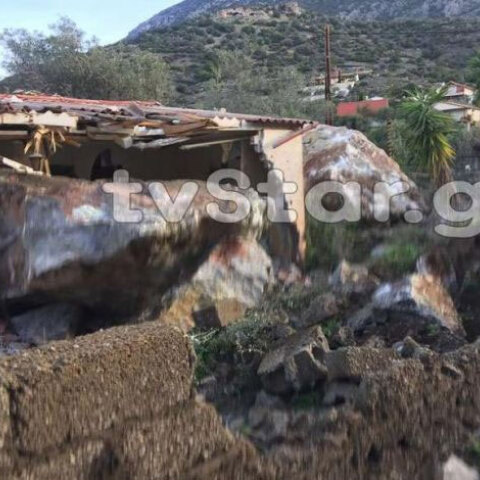 Βράχος έπεσε σε σπίτι στη Βοιωτία 