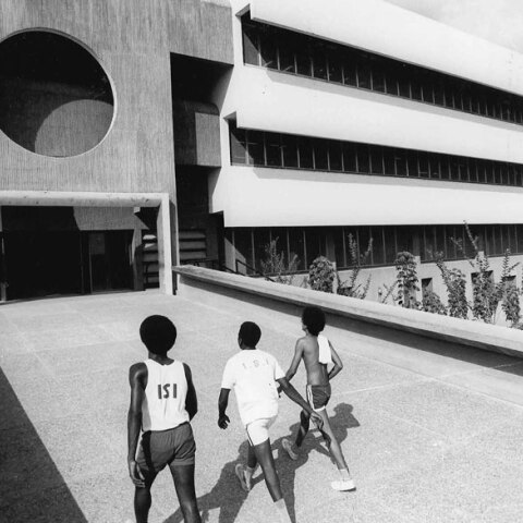 Moving away: Arieh Sharon and Eldar Sharon, University of Ife (Obafemi Awolowo University), Ile-Ife, Osun, Nigeria, late 1960s  Yael Aloni Collection