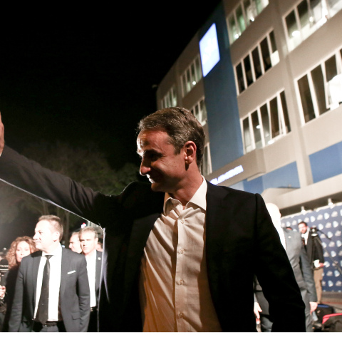 Ο Κυριάκος Μητσοτάκης στα κεντρικά γραφεία της ΝΔ 