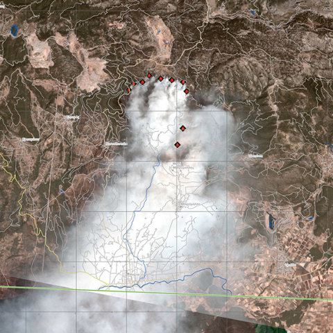 Δορυφορική εικόνα της φωτιάς στην Εύβοια