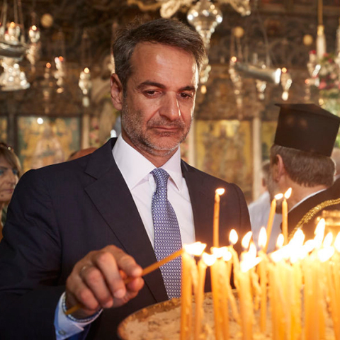 Ο Κυριάκος Μητσοτάκης στην Τήνο