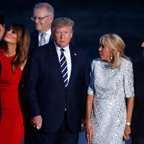 Τζάστιν Τριντό, Μελάνια και Ντοναλντ Τραμπ, Μπριζίτ και Εμανουέλ Μακρόν στους G7