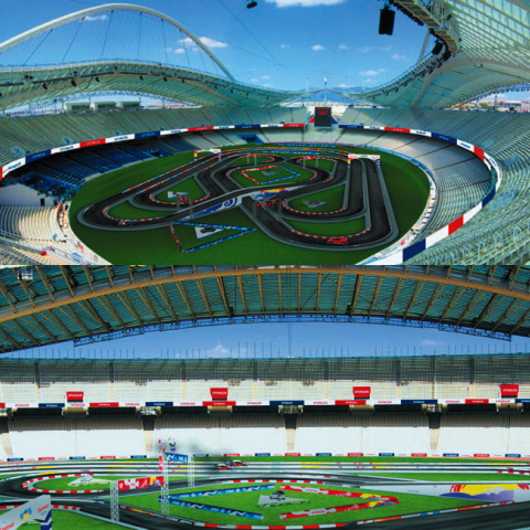 Ασφάλτινη πίστα 1,2χλμ. στα πρότυπα του Stade De France, για την υπερειδική «the bp ultimate super special stage» του 52ου Ράλλυ Ακρόπολις. ©www.stadia.gr