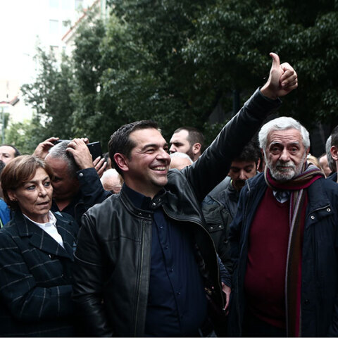 Ο Αλέξης Τσίπρας στην πορεία του Πολυτεχνείου