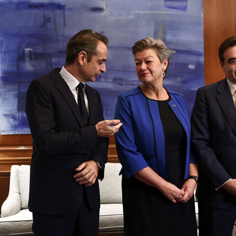 Κυριάκος Μητσοτάκης, Ίλβα Γιόχανσον και Μαργαρίτης Σχοινάς