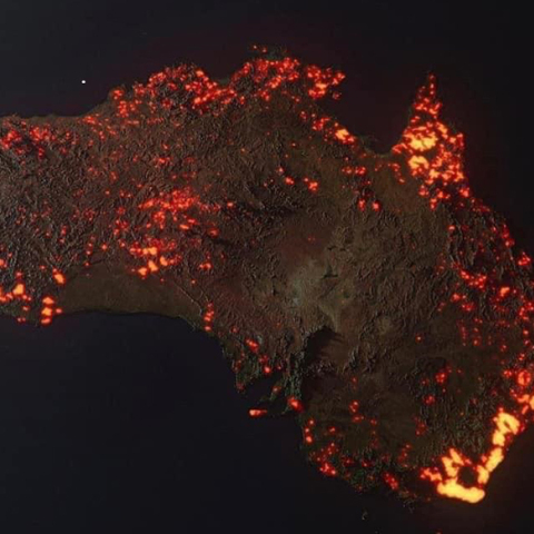 Δορυφορική λήψη των πυρκαγιών στην Αυστραλία 