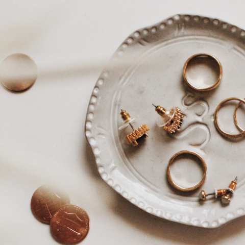 gold-colored jewelries