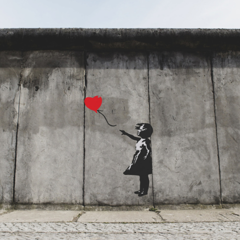Girl with Balloon, wall artwork