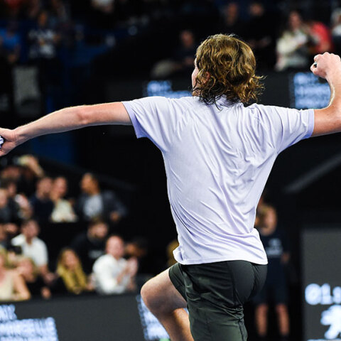 Ο Στέφανος Τσιτσιπάς πανηγυρίζει